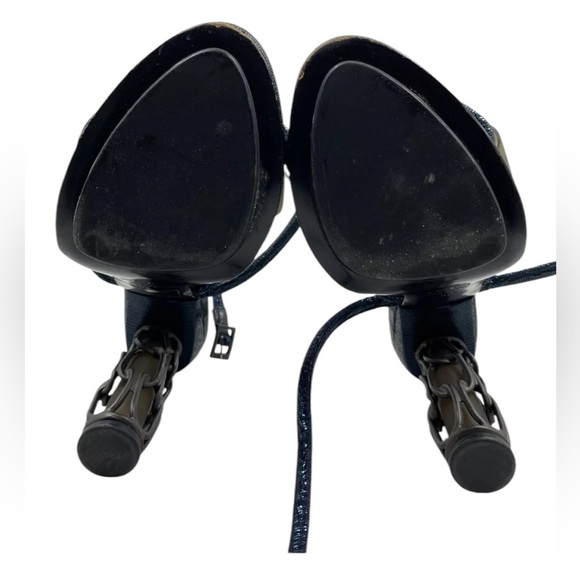 Authentic Fendi Blue Chain-Link Accents Slingback Sandals W 8 - Picture 6 of 8